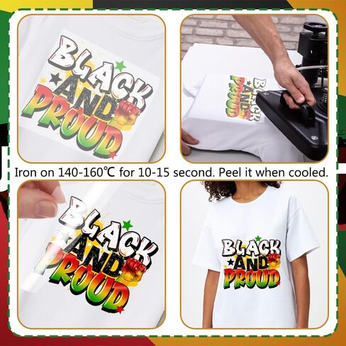 5 قطع من ملصقات التاريخ الأسود، حديد على النقل، نقل DTF جاهز للضغط على القمصان للقمصان الجاهزة للضغط على تصميمات نقل الحرارة، نقل طباعة الشاشة جاهز للضغط على التصميمات in Kuwait