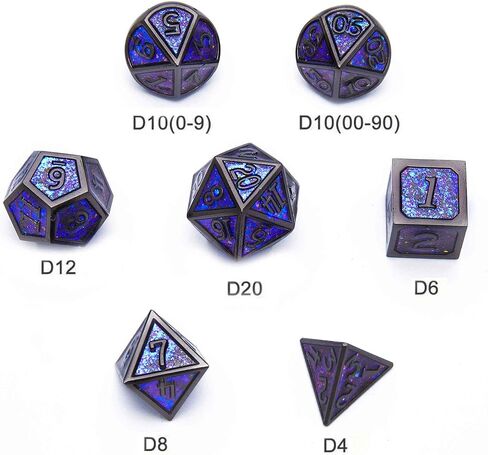 يتم استخدام النرد المعدني DND كلعبة RPG الخاصة بنرد الزنزانة والتنين. مجموعة نرد DND معدنية متعددة الجوانب، مناسبة جدًا لمجموعة النرد in Kuwait