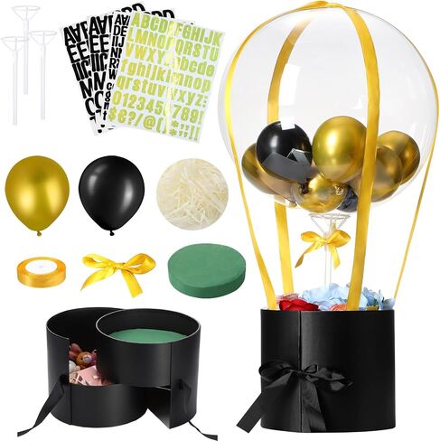 صندوق هدايا مفاجئ من Liliful DIY مع بالونات بوبو مقاس 60.96 سم مجموعة صندوق هدايا بالونات مضحكة لسحب البالونات لتزيين حفلات أعياد الميلاد وعيد الأب وعيد الحب والذكرى السنوية للأم والزوجة والأب والزوج in Saudi Arabia