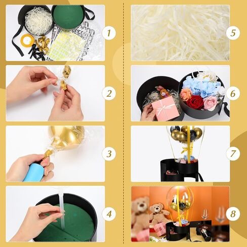 صندوق هدايا مفاجئ من Liliful DIY مع بالونات بوبو مقاس 60.96 سم مجموعة صندوق هدايا بالونات مضحكة لسحب البالونات لتزيين حفلات أعياد الميلاد وعيد الأب وعيد الحب والذكرى السنوية للأم والزوجة والأب والزوج in Saudi Arabia