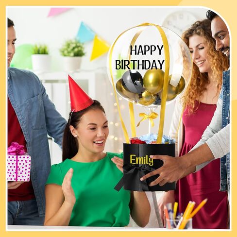 صندوق هدايا مفاجئ من Liliful DIY مع بالونات بوبو مقاس 60.96 سم مجموعة صندوق هدايا بالونات مضحكة لسحب البالونات لتزيين حفلات أعياد الميلاد وعيد الأب وعيد الحب والذكرى السنوية للأم والزوجة والأب والزوج in Saudi Arabia