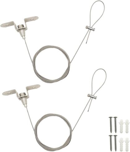 2PCS Adjustable Ceiling Suspension Systems with 304 Stainless Steel Wire Rope,Use to Hang Linear Lights,LED Panels,Art Exhibitions,Billboard,Heavy Duty Picture Hanging Wire Kit,Supports up to 20KG in Kuwait