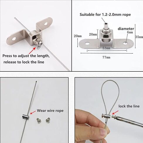 2PCS Adjustable Ceiling Suspension Systems with 304 Stainless Steel Wire Rope,Use to Hang Linear Lights,LED Panels,Art Exhibitions,Billboard,Heavy Duty Picture Hanging Wire Kit,Supports up to 20KG in Kuwait