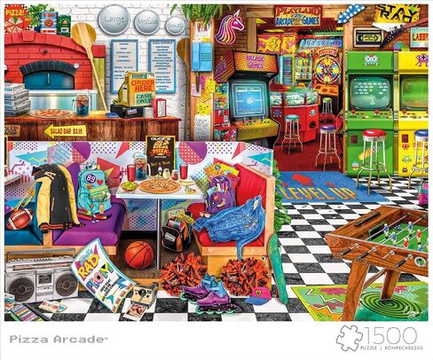 Buffalo Games - Aimee Stewart - Pizza Arcade - 1500 Piece Jigsaw Puzzle for Adults Challenging Puzzle Perfect for Game Nights - 1500 Piece Finished Size is 31.50 x 23.50 in Saudi Arabia