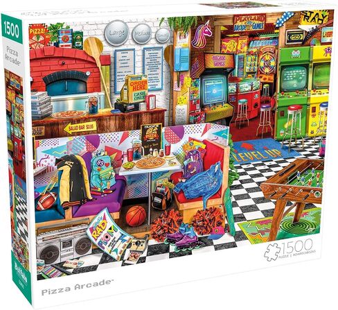Buffalo Games - Aimee Stewart - Pizza Arcade - 1500 Piece Jigsaw Puzzle for Adults Challenging Puzzle Perfect for Game Nights - 1500 Piece Finished Size is 31.50 x 23.50 in Saudi Arabia