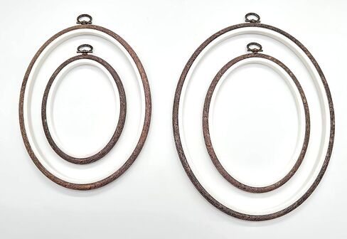 طقم طوق تطريز Nurge مكون من 5 قطع، إطار عرض خشبي مقلد، طوق بلاستيكي بغرز متقاطعة، إطار تطريز مطاطي (مجموعة مستديرة، مجموعة مقاسات 3 قطع) in Kuwait