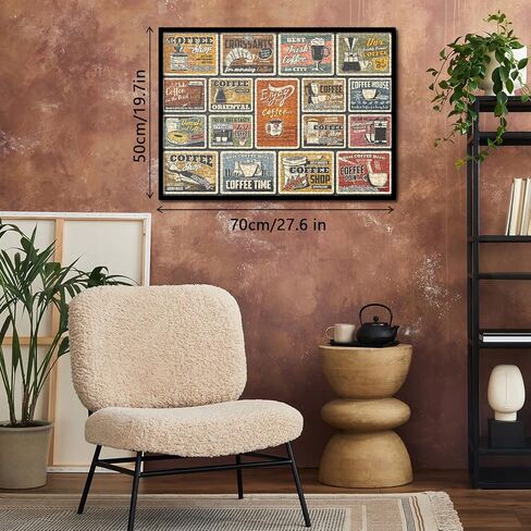 احجيات قهوة للبالغين، احجية جيغسو بوستر عتيقة من 1000 قطعة تحتوي على 17 ملصق قهوة، احجيات كلاسيكية كديكور حائط للمقهى in Kuwait