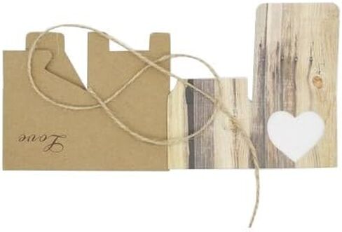 Kaptin 50 Pack Candy Favor Boxes Vintage Kraft Bonbonniere with Burlap Twine, Love Heart Imitation Bark Gift Bag for Wedding Birthday Bridal Party Shower Decoration in Kuwait