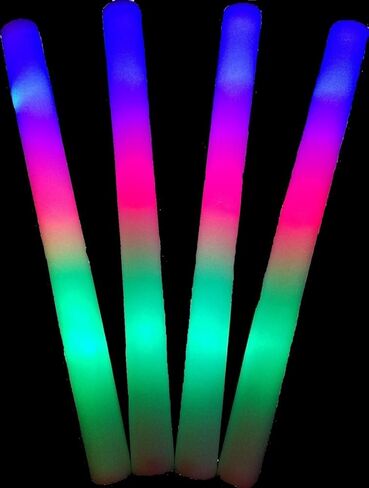 YMCtoys LED Light Up Foam Sticks Three Modes Color Changing Glow Party Supplies for Halloween, Raves, Concert (100 Pack) in Kuwait