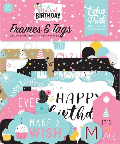 Echo Park Paper Company Magical Birthday Girl Frames & Tags Ephemera in Saudi Arabia