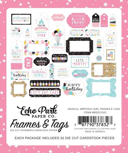 Echo Park Paper Company Magical Birthday Girl Frames & Tags Ephemera in Saudi Arabia