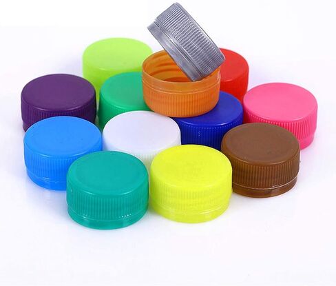 Craft 100pcs Bottle Cap Mixed- Color Plastic Bottle Caps Plastic Bottle Caps Multi Color Easy ID Caps for DIY Craft in Saudi Arabia