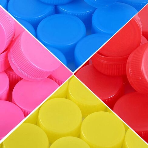 Craft 100pcs Bottle Cap Mixed- Color Plastic Bottle Caps Plastic Bottle Caps Multi Color Easy ID Caps for DIY Craft in Saudi Arabia