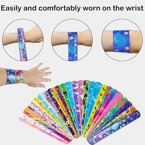 Quaocens 30PCS Slap Bracelets for Kids，Animals, Hearts, Cars, Butterflies and Other patterns of Slap Bracelets，Top Gift for Kids, for Birthday Party, Holiday Party and Classroom Rewards in Kuwait