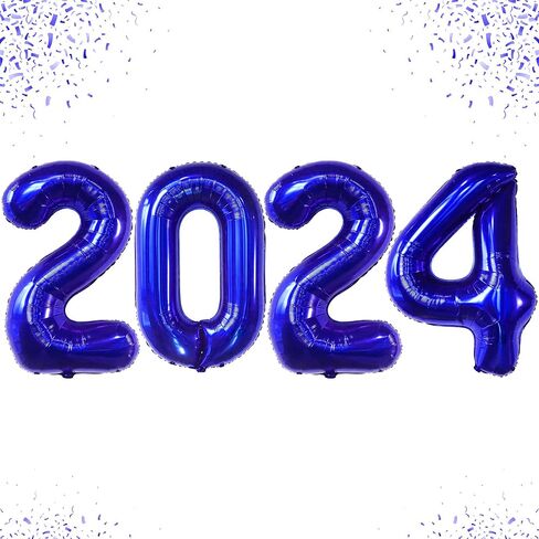KatchOn, Huge Blue 2024 Balloon Numbers - 40 Inch, New Years Balloons | Foil Royal Blue 2024 Balloons for Happy New Years Decorations 2024 | New Years Eve Party Supplies 2024 | NYE Decorations 2024 in Saudi Arabia