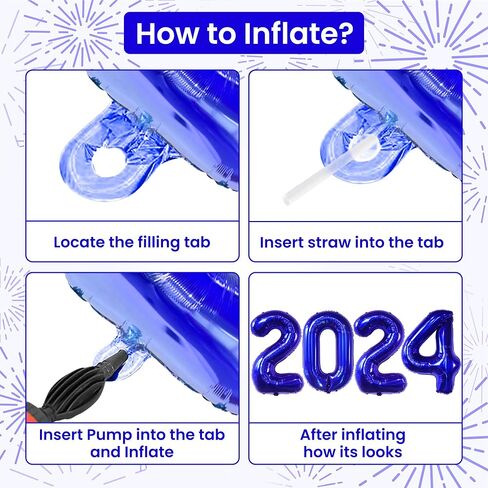 KatchOn, Huge Blue 2024 Balloon Numbers - 40 Inch, New Years Balloons | Foil Royal Blue 2024 Balloons for Happy New Years Decorations 2024 | New Years Eve Party Supplies 2024 | NYE Decorations 2024 in Saudi Arabia