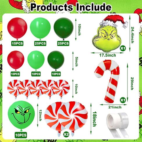 116 قطعة من بالونات عيد الميلاد على شكل إكليل قوس عدة قوس بالون أحمر وأخضر مع بالونات من رقائق الحلوى للأولاد والبنات وزينة حفلات أعياد الميلاد in Kuwait