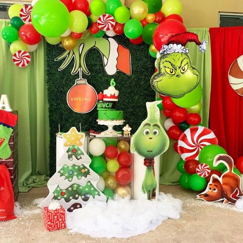 116 قطعة من بالونات عيد الميلاد على شكل إكليل قوس عدة قوس بالون أحمر وأخضر مع بالونات من رقائق الحلوى للأولاد والبنات وزينة حفلات أعياد الميلاد in Kuwait