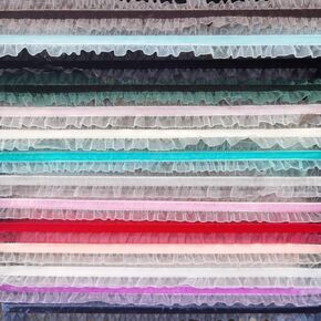 Chenkou Craft Upick 5 Yards 1"(25mm) Double Ruffle Velvet Stretch Headband Elastic Trim (Beige)