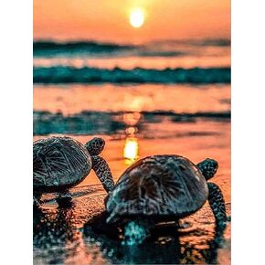 Sunset Turtle Diamond Painting Set - MaiYiYi 5D Full Round Diamond Painting Tortoise Diamond Painting by Numbers Sea Turtle Crystal Diamond Painting Set for Adult Kids Home Wall Art Decor (30X40 CM) in Kuwait