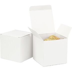 20Pcs Kraft Paper Favor Boxes 3.94x3.94x3.94 inches Cube Gift Boxes Mini Foldable Treat Boxes for Wedding Bridal Shower Birthday Party Christmas