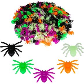 600 قطعة من ترونيسترو العناكب البلاستيكية للهالوين، العناكب الصناعية الواقعية مضيئة العناكب لعبة مقنك واقعية لمستلزمات ديكور الهالوين، 5 ألوان in Kuwait