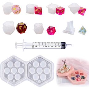 7 أشكال قوالب النرد للراتنج، مع قالب صندوق النرد السداسي من السيليكون قالب النرد متعدد السطوح قالب صنع النرد للعبة طاولة صب راتنجات الإيبوكسي in Kuwait