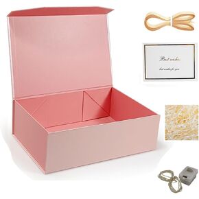 Ohpenlin Black Gift Box with Lid, 9.5"x 6"x 3"Magnetic Gift Boxes with Ribbon,Card, Shredded Filler and String Lights for Presents,Perfect for Wedding,Christmas,Birthdays,Crafting,Gift Packaging in Saudi Arabia