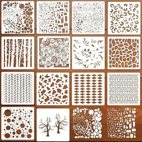 14 قطعة من استنسل الوسائط الهندسية والتكعيبية المختلطة من ار اتش كيو كيو - اصنع انماطا مذهلة للحرف اليدوية والرسم ودفتر القصاصات وغيرها (6 × 6 انش) in Kuwait