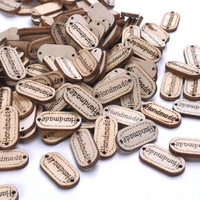 علامات خشبية مصنوعة يدويًا من NUOMI، ملصقات شخصية 300 قطعة من علامات الهدايا الخشبية البيضاوية مع فتحتين للحرف اليدوية المعلقة/زخارف الخياطة in Kuwait