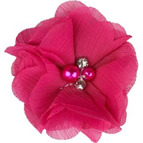 Heyiwell 15PC Chiffon Flower with Rhinestone Pearl Flat Back for Wedding Scrapbooking Decor,Gift Wrapping,Clothing Hair Accessories DIY Craft 2.2" Inch,Assorted in Saudi Arabia