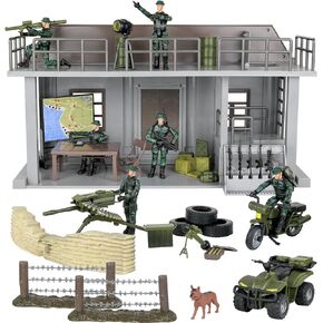 Click N' Play Army Action Figure and Military Playset with Multi Level Command Center, Includes 51 Accessories- 6 Solider Action Figures with Gear, Guns, Vehicles, Army Playset for boys 6+ in Kuwait