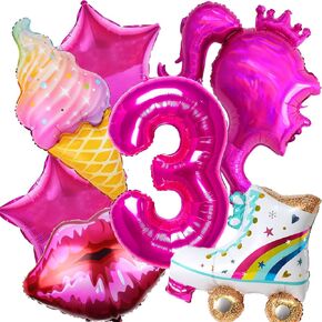 7 PCS Pink Balloon Pink Girl Balloons Hot Pink Balloon for Pink Princess Doll Theme Party Girl Birthday Baby Shower Princess Themed decorations