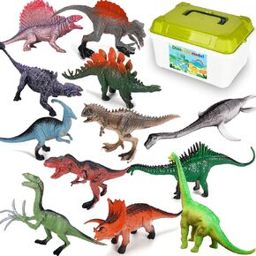 12 قطعة من ألعاب الديناصورات، شخصية دينو مقاس 7 بوصات للأطفال الذين تتراوح أعمارهم بين 3-4-5-6-7-8-12 عامًا هدية للأطفال الصغار والبنات، مجموعة حيوانات لعبة المزرعة، ديكور غرفة كبير من البلاستيك الصغير لنشاط رياض الأطفال - مع صندوق تخزين in Kuwait