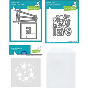 Lawn Fawn Canvas and Easel Dies, Art Supplies Dies, Paint Splatter Background Stencil (LF2874, LF2875, LF2895), 1 Die/Stencil Storage Pocket, Bundle of 4 Items in Kuwait
