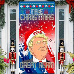Christmas Door Decorations, Make Christmas Great Again 2024 Banner Funny Christmas Door Cover for Holiday Home Decor Indoor/Outdoor New Year Christmas Party Supplies 70.8x 35 inch in Kuwait