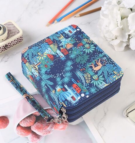 مقلمة شولانر 72 فتحة ملونة مع سحاب إغلاق منظم قلم أكسفورد لأقلام الألوان المائية بريزماكولور وأقلام الرصاص الملونة كرايولا أو أقلام ماركو القرد in Kuwait