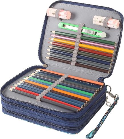 مقلمة شولانر 72 فتحة ملونة مع سحاب إغلاق منظم قلم أكسفورد لأقلام الألوان المائية بريزماكولور وأقلام الرصاص الملونة كرايولا أو أقلام ماركو القرد in Kuwait