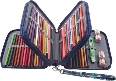 مقلمة شولانر 72 فتحة ملونة مع سحاب إغلاق منظم قلم أكسفورد لأقلام الألوان المائية بريزماكولور وأقلام الرصاص الملونة كرايولا أو أقلام ماركو القرد in Kuwait