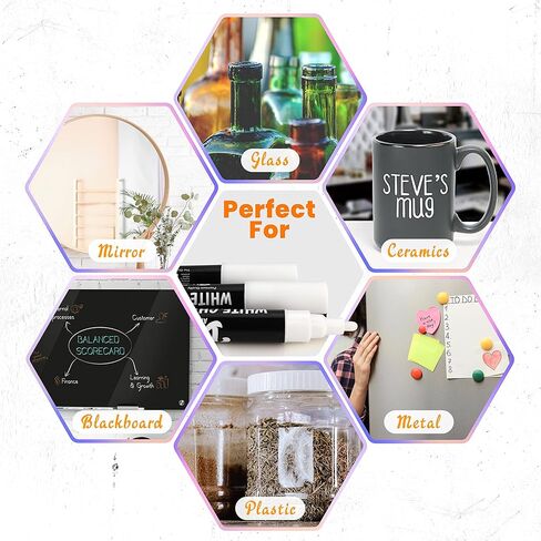 The Glowhouse Premium White Chalk Markers Liquid Chalk Pens 6mm Washable Window Markers Set of 8 Pens Reversible Nibs in Kuwait