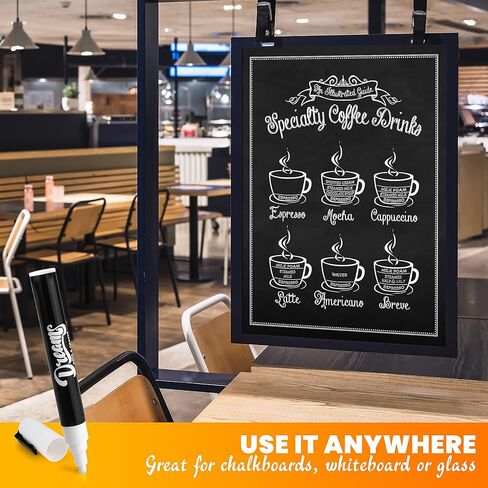 The Glowhouse Premium White Chalk Markers Liquid Chalk Pens 6mm Washable Window Markers Set of 8 Pens Reversible Nibs in Kuwait