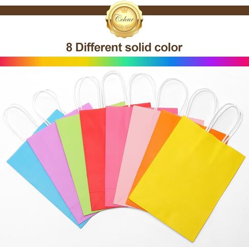 Carnation 32 Packs Christmas Gift Bags with Tissues，8 Colors Party Favor Gift Bags with Handles, Rainbow Gift Bags for Wedding, Birthday, Christmas, Party Supplies and Gifts(Small Size) in Kuwait