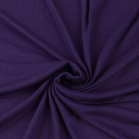 Texco Inc خفيف الوزن بلون سادة 100% رايون جيرسي متماسك في اتجاهين ملابس تزيين قابلة للتمدد DIY قماش، باذنجاني داكن 10 ياردات in Kuwait