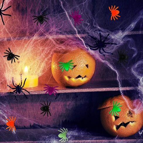 600 قطعة من ترونيسترو العناكب البلاستيكية للهالوين، العناكب الصناعية الواقعية مضيئة العناكب لعبة مقنك واقعية لمستلزمات ديكور الهالوين، 5 ألوان in Kuwait