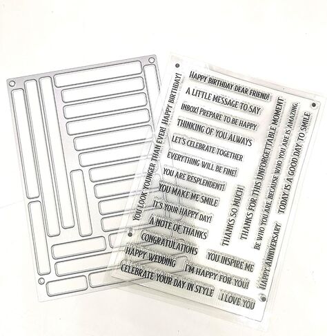 Alinacutle Sentiments Clear Stamps and Tag Die Set, Stripe Stamp Banner,Paper Craft Metal Die-Cuts,Scrapbooking Cutting in Kuwait