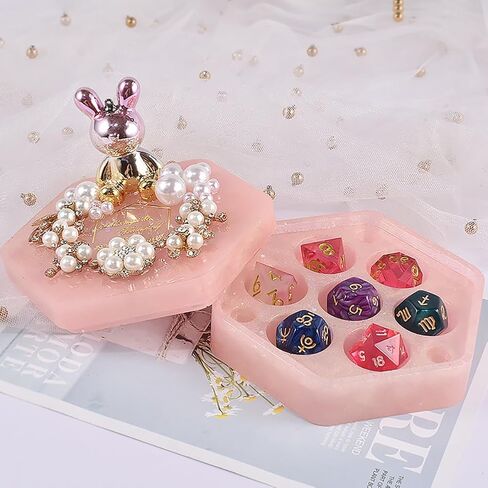 7 أشكال قوالب النرد للراتنج، مع قالب صندوق النرد السداسي من السيليكون قالب النرد متعدد السطوح قالب صنع النرد للعبة طاولة صب راتنجات الإيبوكسي in Kuwait