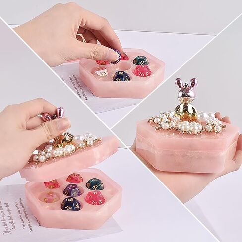 7 أشكال قوالب النرد للراتنج، مع قالب صندوق النرد السداسي من السيليكون قالب النرد متعدد السطوح قالب صنع النرد للعبة طاولة صب راتنجات الإيبوكسي in Kuwait