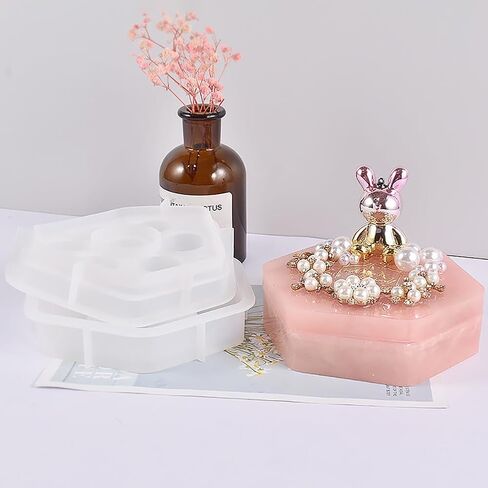 7 أشكال قوالب النرد للراتنج، مع قالب صندوق النرد السداسي من السيليكون قالب النرد متعدد السطوح قالب صنع النرد للعبة طاولة صب راتنجات الإيبوكسي in Kuwait