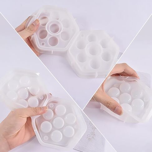 7 أشكال قوالب النرد للراتنج، مع قالب صندوق النرد السداسي من السيليكون قالب النرد متعدد السطوح قالب صنع النرد للعبة طاولة صب راتنجات الإيبوكسي in Kuwait