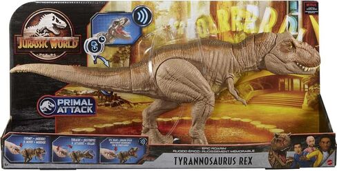 Mattel Jurassic World Epic Roarin’ Tyrannosaurus T Rex Large Action Figure, Primal Attack Feature & Sound, Realistic Shaking in Saudi Arabia